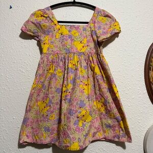 Pokemon Pikachu girls L 10 Floral Dress‎ Puff Sleeve Cottagecore Cosplay Costume
